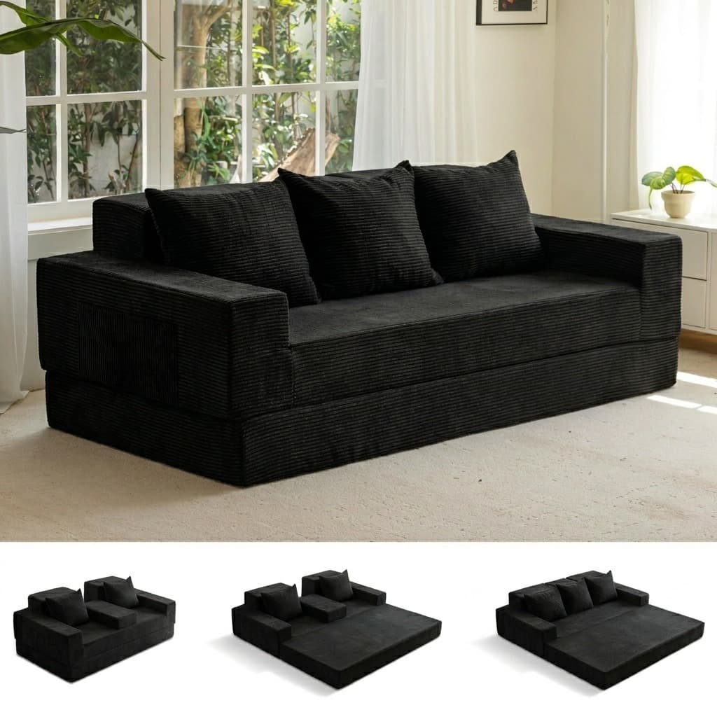 Evvo Cloud Loveseat in black